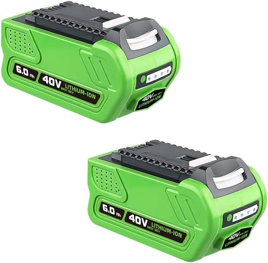 Greenworks 29462 29252 20202, Lot de 2 batteries Li-ion de rechange 40 V pour outils électriques 22262 25312 25322