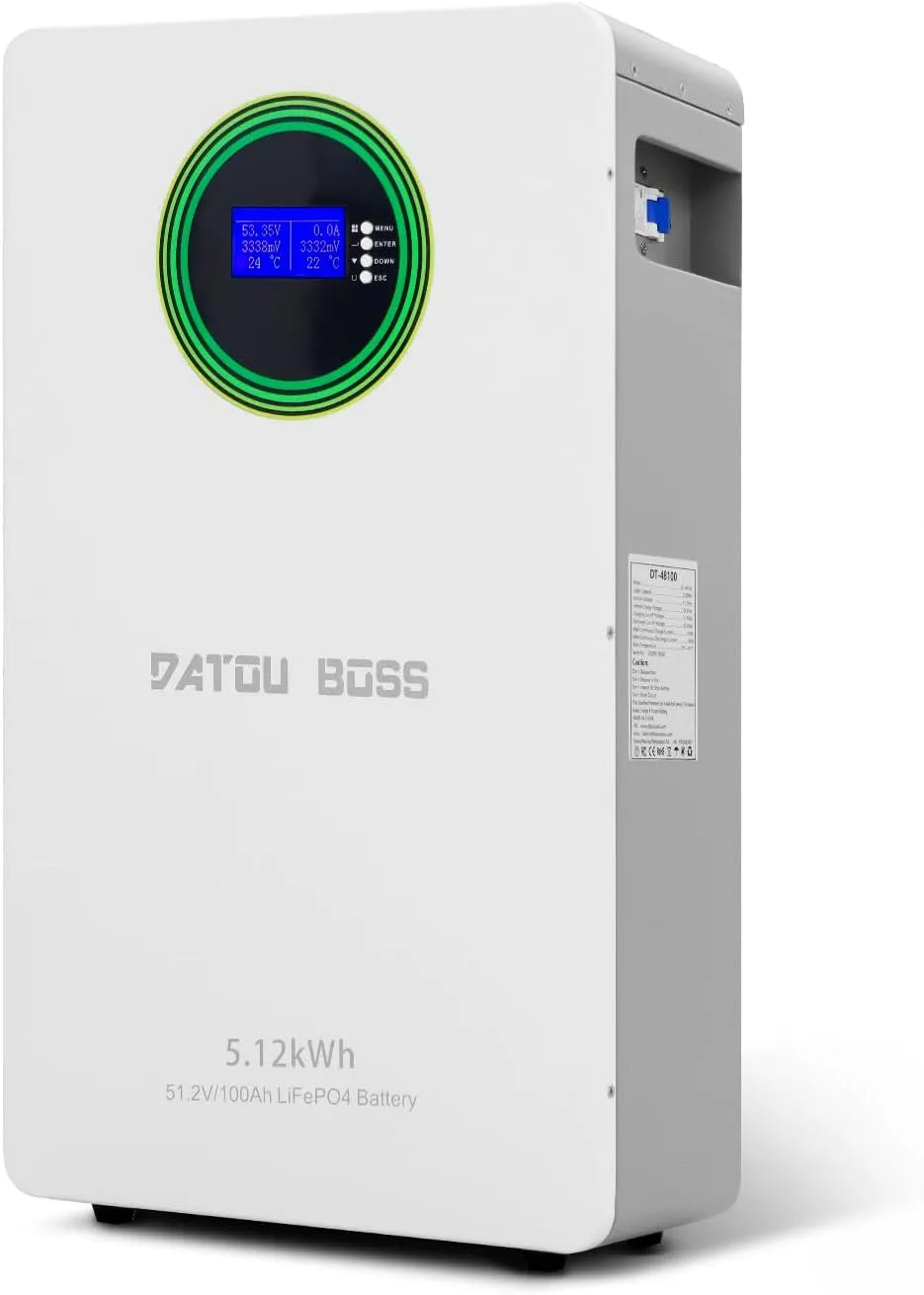 Modèle 100Ah LiFePO4 8000 RS485/CAN Batterie Lithium, tension 48V 100Ah, 5,12 kWh, + Cycles, BMS Intégré, Extensible en Parallèle, Off-Grid, Maison