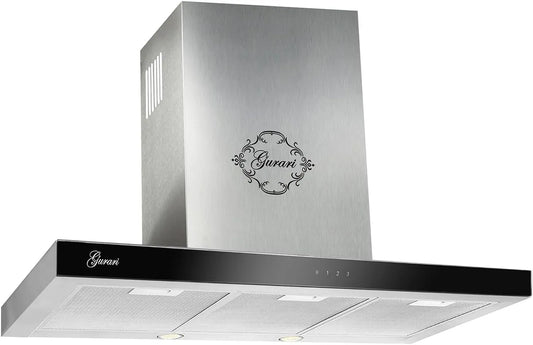 Hotte aspirante, Gurari 462 IS Prime 90 cm acier inoxydable, hotte murale, hotte de recirculation, 1000 m³/h, 3 niveaux, télécommande, TouchControl