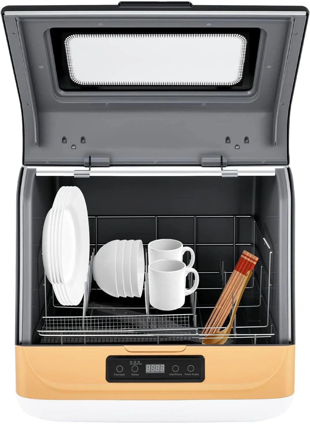 Lave-vaisselle, Mini de Table, Design Compact 45x40x44,8 cm, 3 Programmes, 4 à 6 Couverts, Intensif, Standard, Rapide, Séchage Vapeur