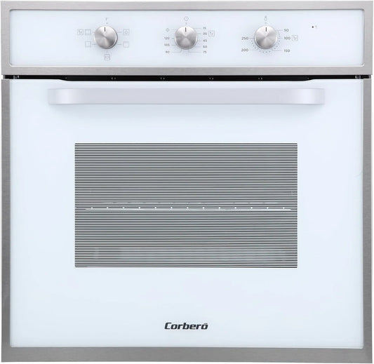 Four CCHM603W Corberó, capacité 70 L, finition blanche Profil Inox 4 Programmes, Double Porte Vitrée 2100W, Classe énergétique A, Eclairage Intérieur