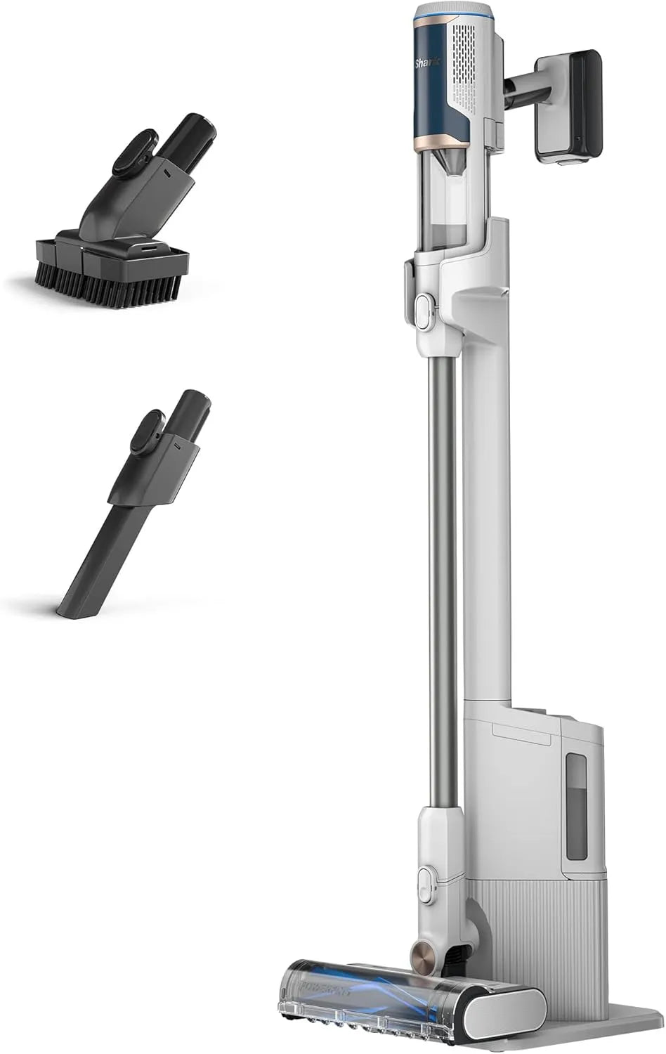 Shark aspirateur sans fil BU3521EU, Clean & Empty, station de chargement, bleu, autonomie 40 min, vidage automatique, finition blanche