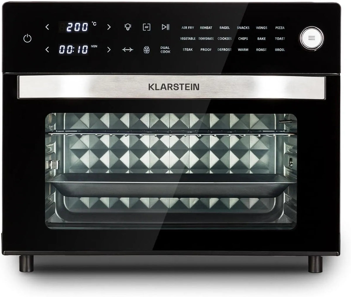 Klarstein friteuse à air chaud, Airfryer avec 1800 W, 18 programmes, chaud 30 litres, Vigor Air chaud XXL, chaleur de voûte et de sole, finition noire