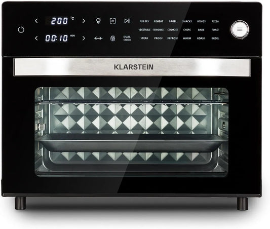 Klarstein friteuse à air chaud, Airfryer avec 1800 W, 18 programmes, chaud 30 litres, Vigor Air chaud XXL, chaleur de voûte et de sole, finition noire