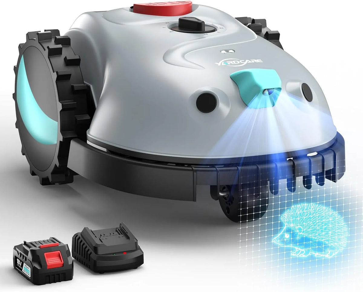 Tondeuse V100 Robot, Détection d'obstacles 150, Gazon avec Batterie, 4Ah, sans Fil Périphérique avec Navigation Visuelle, Coupe en Spirale