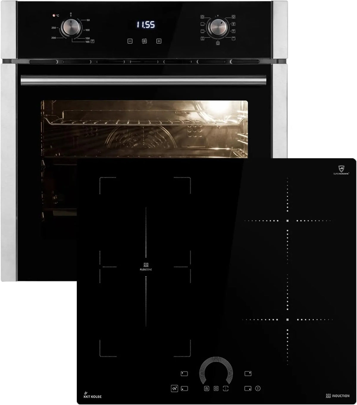 Cuisinière EB8005ED IH85901FZ SET8005IH592FZ, 60cm Four encastrable + 60cm Plaque Induction, Circulation de l'air, Fonction pizza, Gril, Air chaud