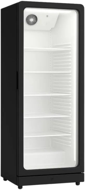 Armoire, 1 Porte Vitrée Double, Refroidissement Positif Ventilé, finition noire & finition blanche Luxe, capacité 390 L, à Boissons Professionnelle