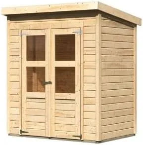 Abri de jardin, Double Porte Semi-Vitrée, Kit Fondation, Montage Facile, Bois Épicéa Brut 2,2m² Merseburg 2, Toit Plat, Résistant Intempéries