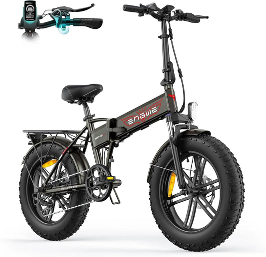 Vélo électrique EP-2 ENGWE, Batterie 48V 13Ah Amovible, Autonomie de 50-120 km，20'' ×4.0'' Fat Tire 7-Speed E-Bike for Any Terrain, Pliable, Boost