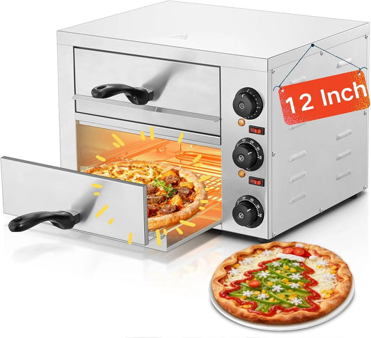 Four, Appareil à Pizza minuterie intégrée Alarme, à Pizza de Comptoir 12 Pouces avec Température Max. de 350°C, Fours à Pizza Électriques d'Intérieur