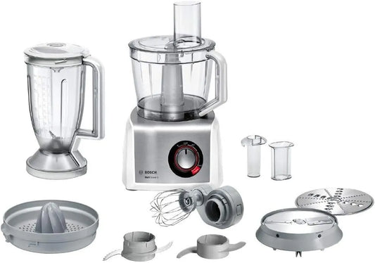 Bosch blender MC812S820, Food Processor MultiTalent 8 White, Silver. 1250 W. 3.9 L.