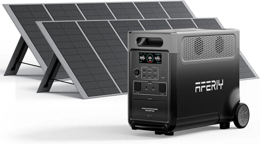 LiFePO4 AFERIY Generateur, Station Electrique Portable avec Panneau Solaire Pliable pour Camping, Voyage, Panne de Courant