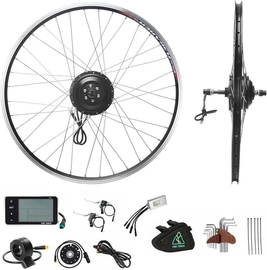 Vélo 700C 36V350W, Hub Moteur de Roue Arrière Roue Libre avec LCD Display, YOSE POWER Kit de Conversion Electrique 28''
