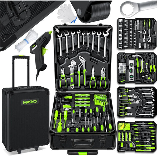 À outils remplie de pièces 1400 MASKO Mallette, Fonction trolley, Boîte à outils avec roulettes, la voiture, les loisirs