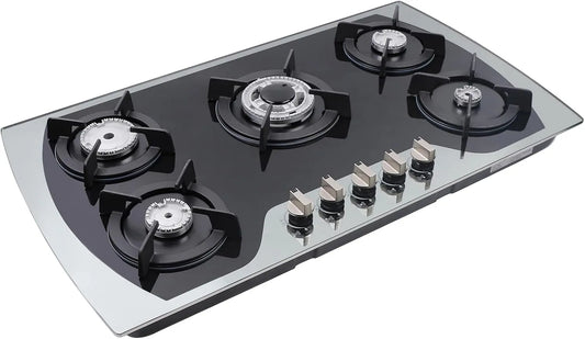 Plaque de cuisson, 2000 Pa Cuisinière à gaz encastrable à 5 feux, dimensions 90 x 51 x 6 CM, de cuisson à gaz, GPL, GN, pour Maison et Restaurant