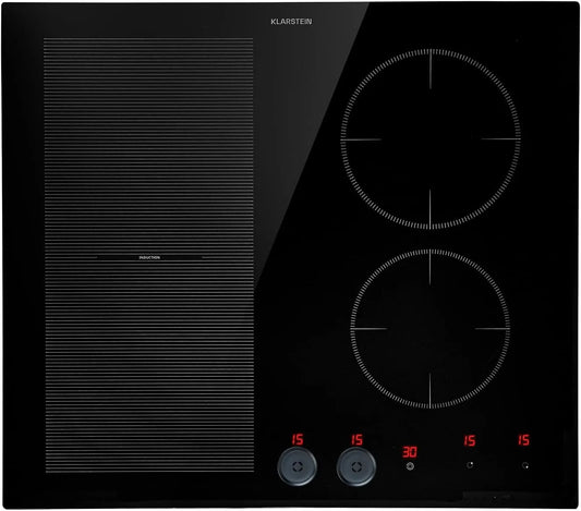 Klarstein plaque de cuisson, Induction en Céramique de 7000W, Induction 4 Feux, de Cuisson Electrique à Induction, Tables de Cuisson