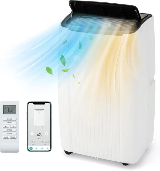 Goplus climatiseur 24H, Mobile 12000BTU, 6 en 1 Fonction Refroidisseur, 42㎡, Contrôle Télécommande& App Wifi, Mode Veille, Chauffage, Automatique