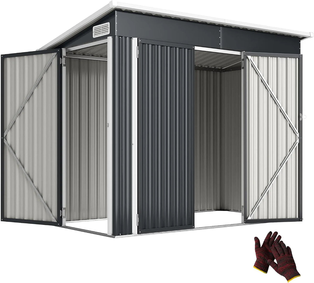 Abri de jardin Outsunny, cabane de Jardin extérieure 234 x 132 x 185 cm, en métal, cabanon Rangement Outils en Acier galvanisé, Toit incliné