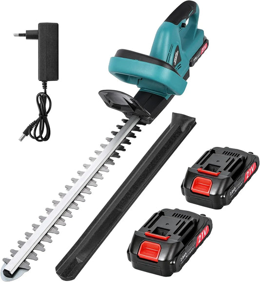 Batterie tension 21V: Electrique avec 2 Batteries 2000mAh Taille Haie, Lame 51cm Coupe 20mm, pour Jardin Haies Arbustes Buissons