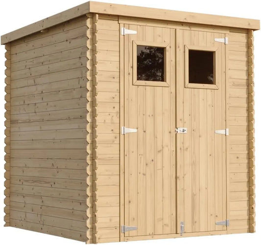 Abri de jardin TIMBELA M309+M309G l204xL204xH200 cm/3.53, en Bois avec Sol TRAITÉ, Stockage extérieur cm, Local à vélos, modèle cm, Toit imperméable