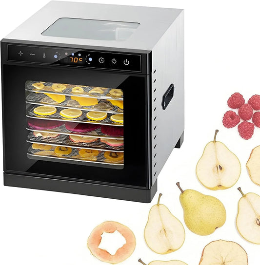 Déshydrateur alimentaire 6Plates, Thermostat NuméRique PréCis De 30 à 90 °C, Conception avec Vue Panoramique, Et Machine à Viande SéChéE DéDiéS