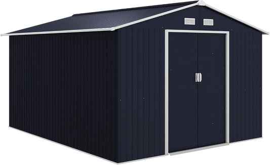 Abri de jardin Outsunny, avec 2 portes coulissantes et 4 fenêtres finition grise