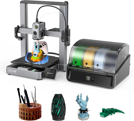 Imprimante Creality Hi Combo, 3D avec CFS intelligent, 500 mm, s & 12 000 mm, dimensions 260x260x300 mm, impression 3D multicolore, s²