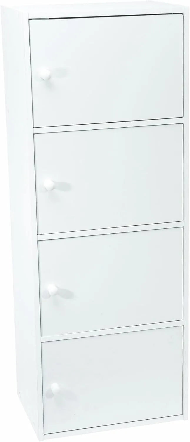 Meuble finition blanche à Portes, dimensions 106 x 40 x 29 cm, Robuste et Élégant, Livré en Kit avec Plan de Montage, Couloir ou Chambre, 4 Portes