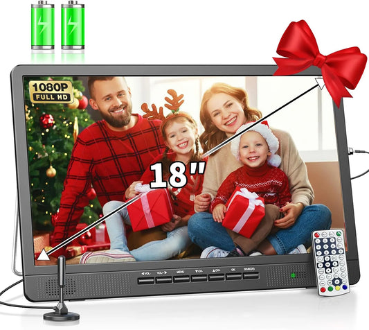 Téléviseur DVB/T2, Mini LCD avec Tuner DVB, Desobry Télévision Portable 18 Pouces avec antenne, la Cuisine, la Chambre à Coucher
