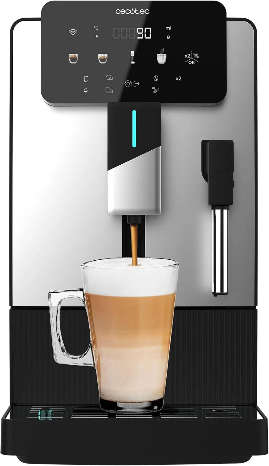 Cecotec cafetière, 5 Niveaux de Mouture, Thermoblock, Hauteur Réglable, Panneau Tactile, Superautomatique Cremmaet Steam. 19 Bars, Vaporisateur