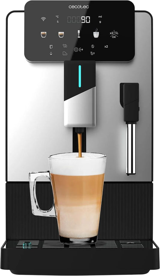 Cecotec cafetière, 5 Niveaux de Mouture, Thermoblock, Hauteur Réglable, Panneau Tactile, Superautomatique Cremmaet Steam. 19 Bars, Vaporisateur