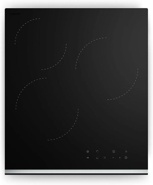 Klarstein plaque de cuisson, Table de Cuisson Vitrocéramique Moderne, Verosteel Vitrocéramique 45 cm, puissance 5000 W, Curseur Tactile, Minuterie