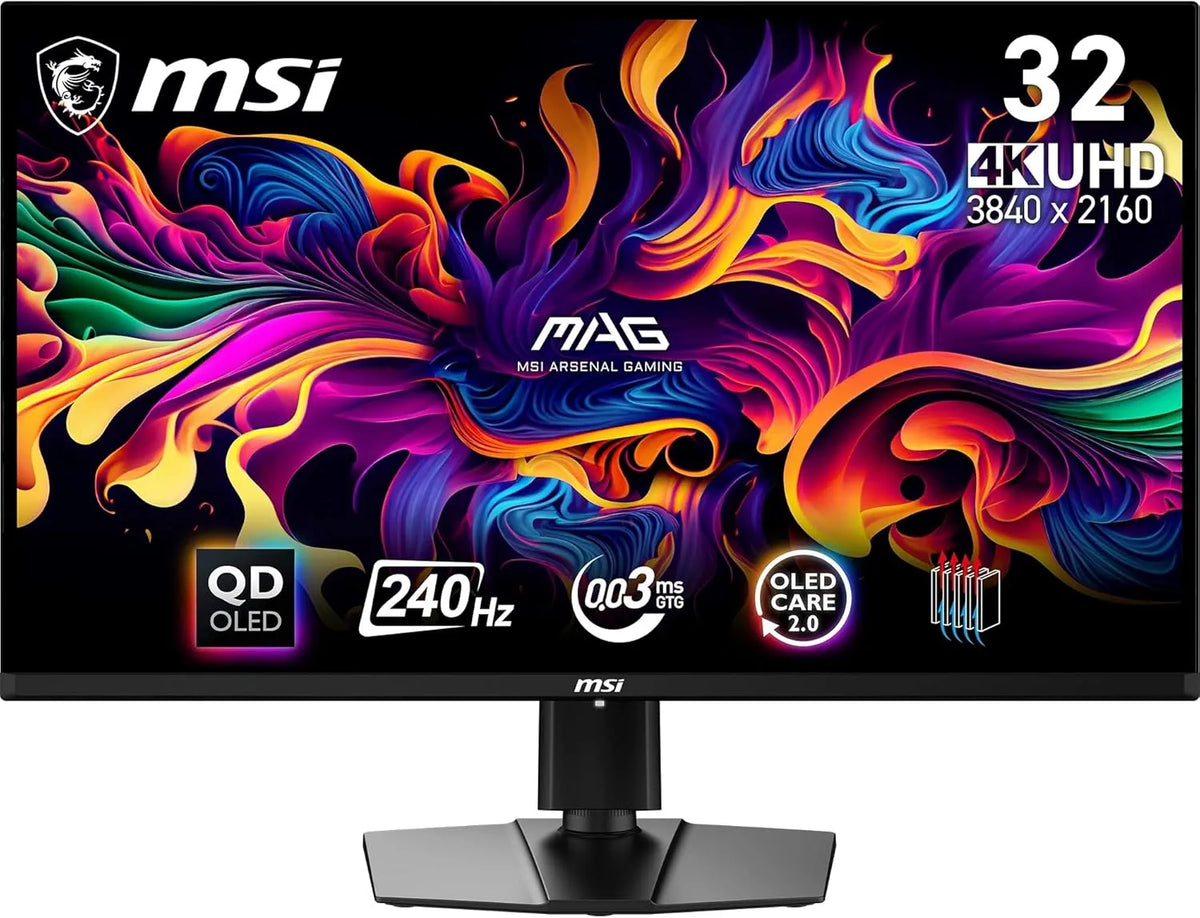 Modèle QD-OLED écran Gaming 31.5' 4K UHD 321UPX 3840 0.03ms MSI MAG, Dalle Quantum Dot OLED x 2160, 240Hz, ΔE≤2, DisplayHDR True Black 400, DP 1.4a