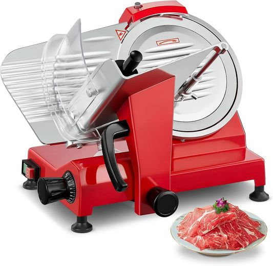 Trancheuse, Épaisseur Réglable 0-12 mm pour Viande, Électrique 150W, Lame Inox 25 cm avec Affûteur Intégré, Fromage et Légumes