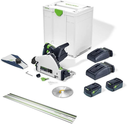 Plongeante sans fil festool tsc 55 5,2 kebi-plus fs1400/2-577006 Festool Scie, 2 batteries 18v, chargeur + lame ø160mm + rail, xl-fs