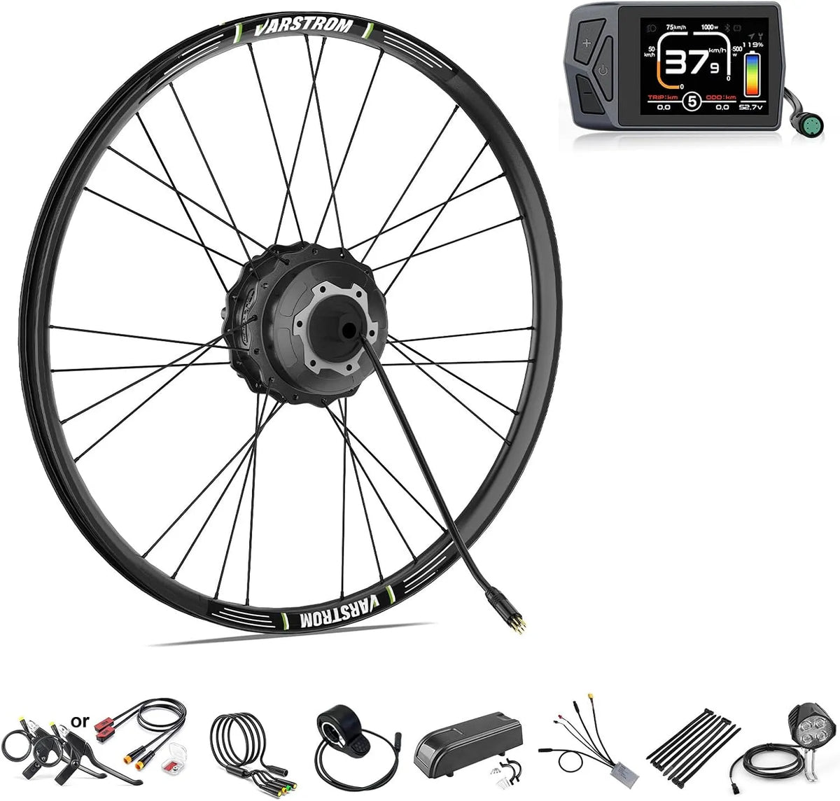 Vélo électrique 700C Kit de Conversion, avec Écran Optionnelle pour Thru Axle Vélo Tout Terrain, 27.5', 28', tension 36V 250W