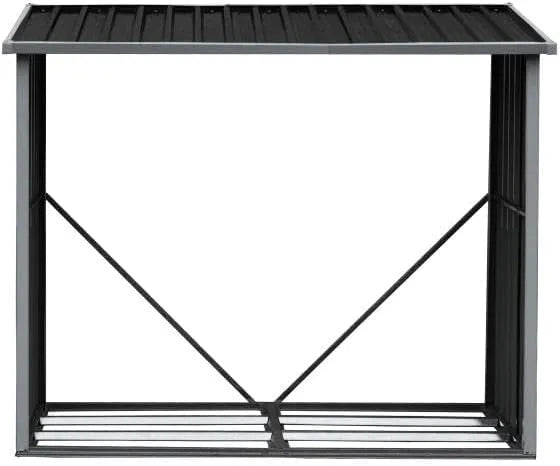 Modèle L182 P83 H148cm Vente-unique, DERWOOD, Abri bûches métal en acier galvanisé 2,23 m3 x x