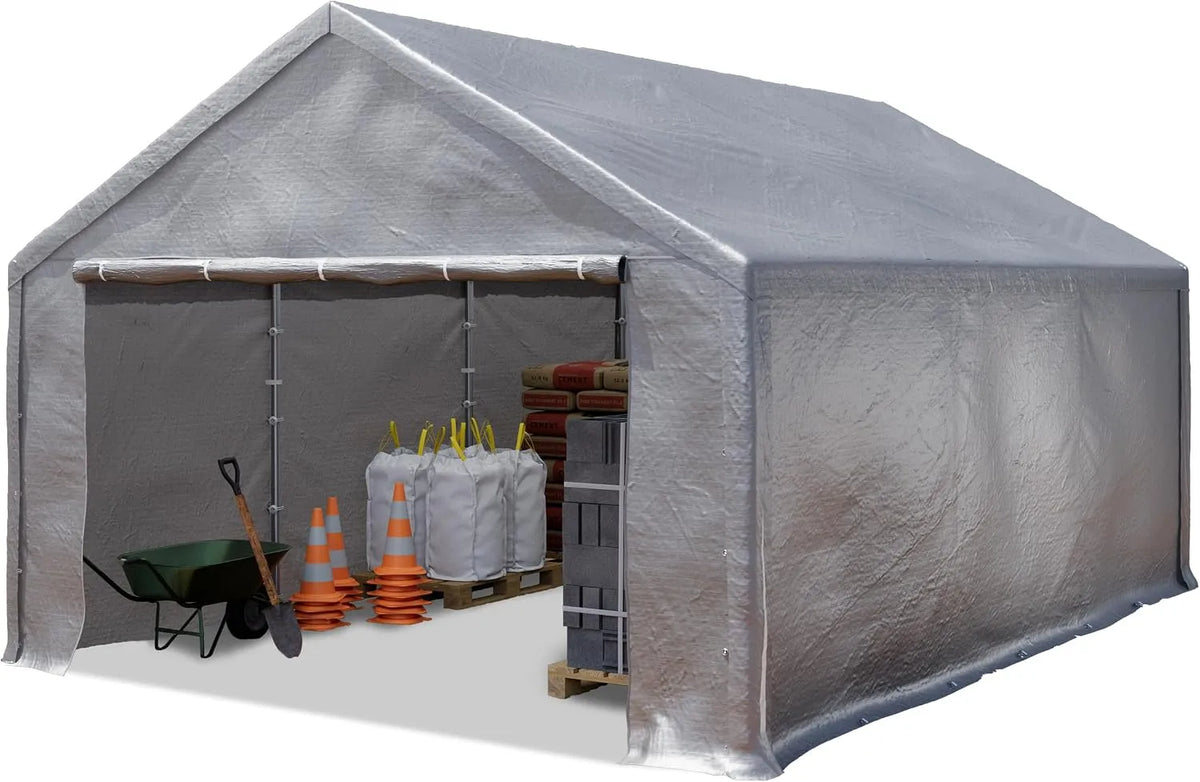 PE 350 N TOOLPORT Tente, de Stockage 3x6 m Hangar de Stockage Abri Tente de Garage Bâche étanche à l'eau en finition grise