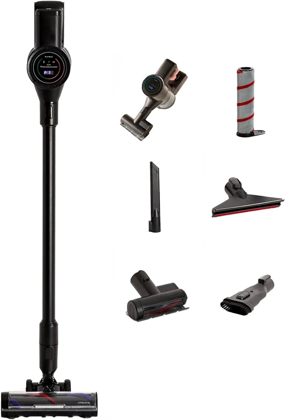 Aspirateur balai, tension 25,9V, autonomie de 70 Min, puissance 350W, CREATE, Cyclone Force Pro sans Fil finition noire, Filtre HEPA, écran numérique
