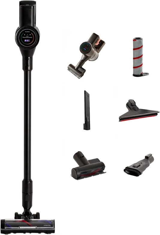 Aspirateur balai, tension 25,9V, autonomie de 70 Min, puissance 350W, CREATE, Cyclone Force Pro sans Fil finition noire, Filtre HEPA, écran numérique
