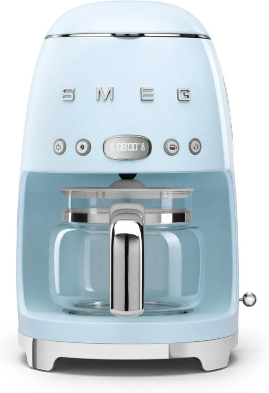 Smeg machine à café DCF02PBEU, Carafe en Verre Jusqu'à 12 Tasses, Filtre, Mode Maintien au Chaud, puissance 1050 W, 2 Niveaux d'Intensité