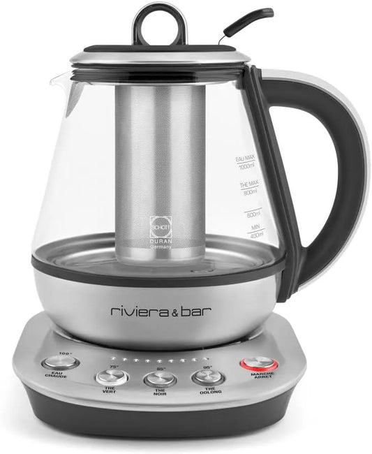Programmable riviera&bar Théière, Programmable 1L, 3 Programmes Préréglés, 4 Programmes, Chauffe Rapide 800W, capacité 1L, Sélection Température