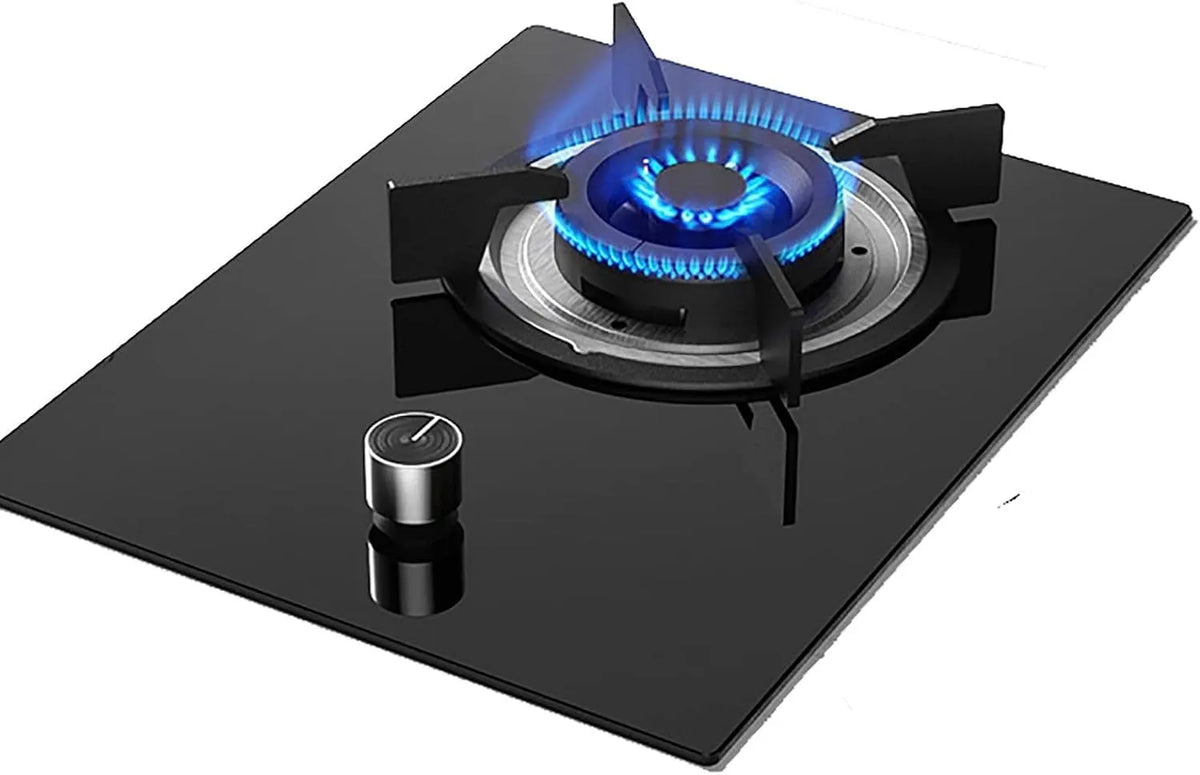 Gaz Poêle À, Gaz Unique en Verre À Brûleur De 33 Cm, avec Flamme Failsafe Et Porte-Pot en Fonte, Size: LPG, Gaz en Verre Trempé finition noire