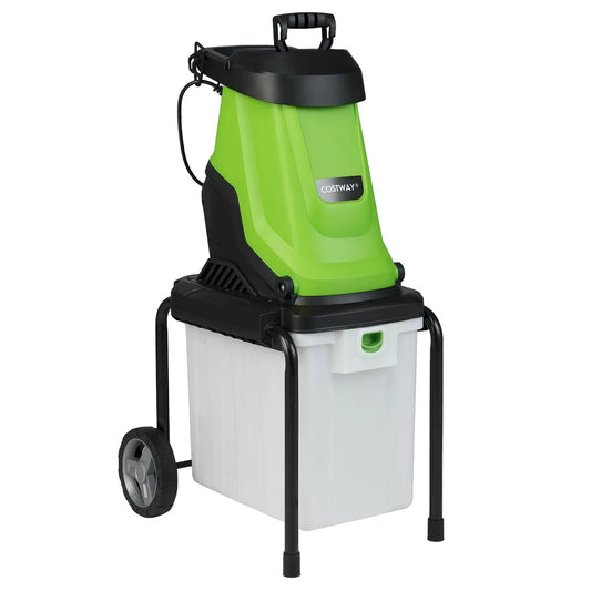 Costway Broyeur de Végétaux et Branches Électrique 2800W, Mulcheur Filaire pour Nettoyage Compostage, Vert