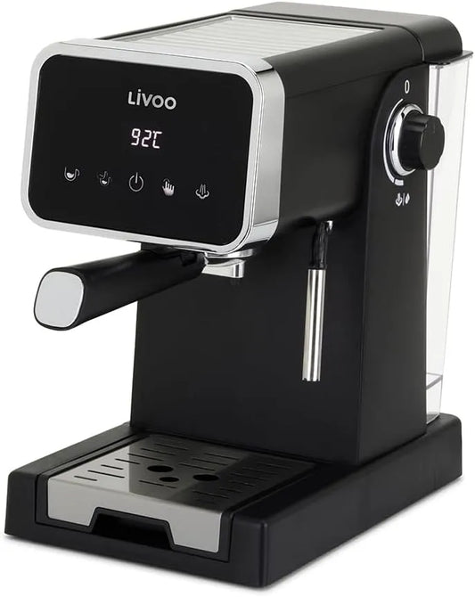 Machine à café DOD218N Livoo, 20 bars, puissance 1100W, expresso, accessoires inclus