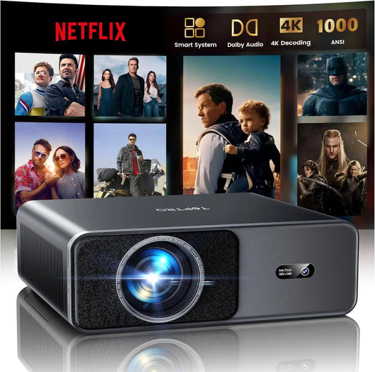 Modèle 1000ANSI 1000ANSI 1000ANSI/Compatible WiFi6 1080P, Vidéoprojecteur 4K, Rétroprojecteur 4k Extérieur Zoom 50% Home Cinéma, Compatible Netflix