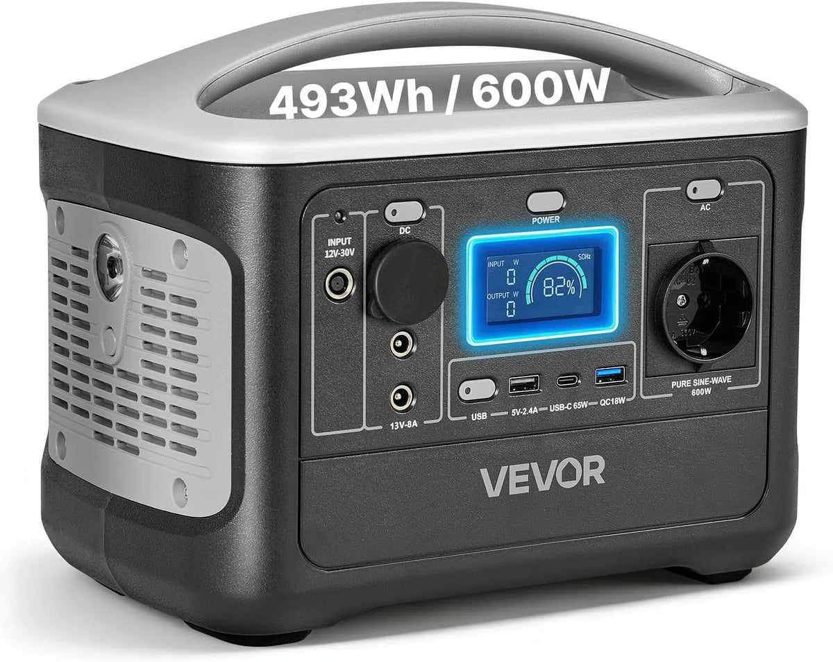 Vevor station électrique portable LiFePO4, 7 Ports de Sortie, Camping, Panneau Solaire Non Inclus