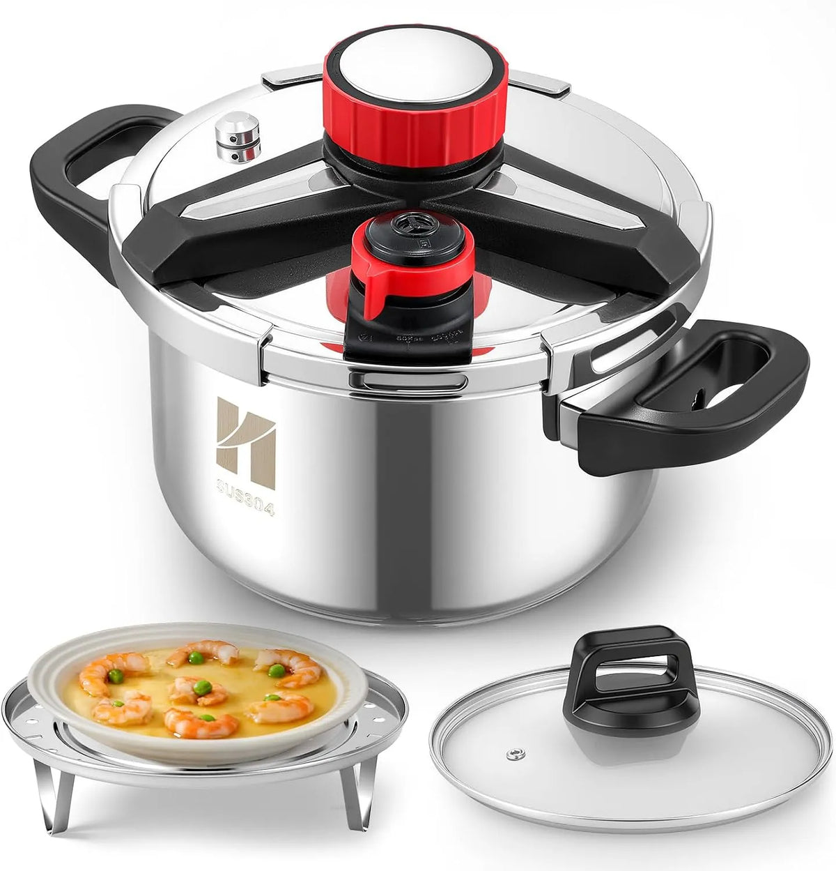 Plaque de cuisson, capacité 5 L, Huanyu Autocuiseur 3 en 1 Autocuiseurs en acier inoxydable de 5 litres