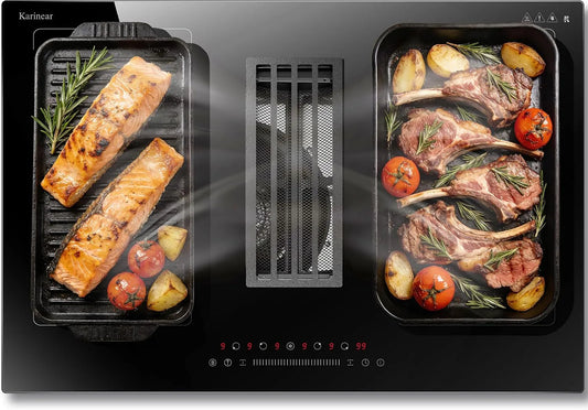 Plaque de cuisson Karinear, Table de Cuisson Induction Encastrable 77CM, tension 220V, Double Zone Flexible, puissance 6400W, Fonction Boost
