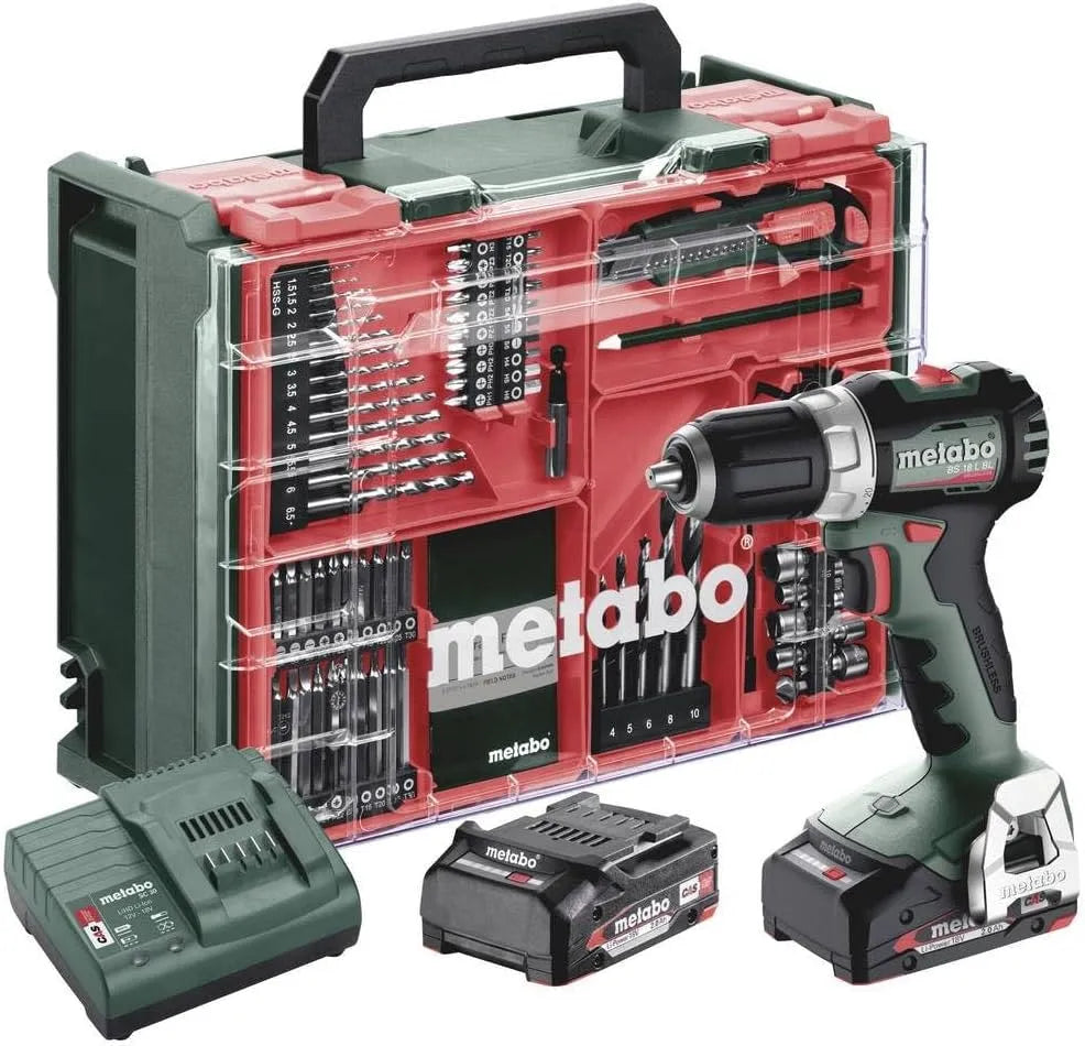 Metabo perceuse BS 18 L 613155710, visseuse sans fil BL Set 18 V 2 Ah Li-Ion + 2 batteries, brushless, + mallette, + cha